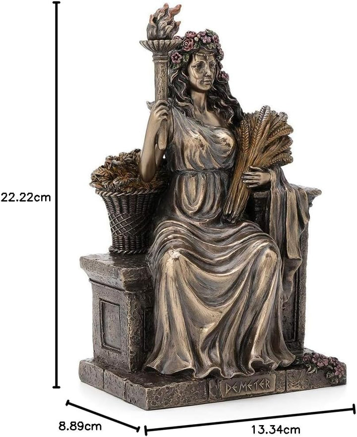 Veronese Design Demeter, griechische römische Göttin der Landwirtschaft, sitzender Thron, antikes Br