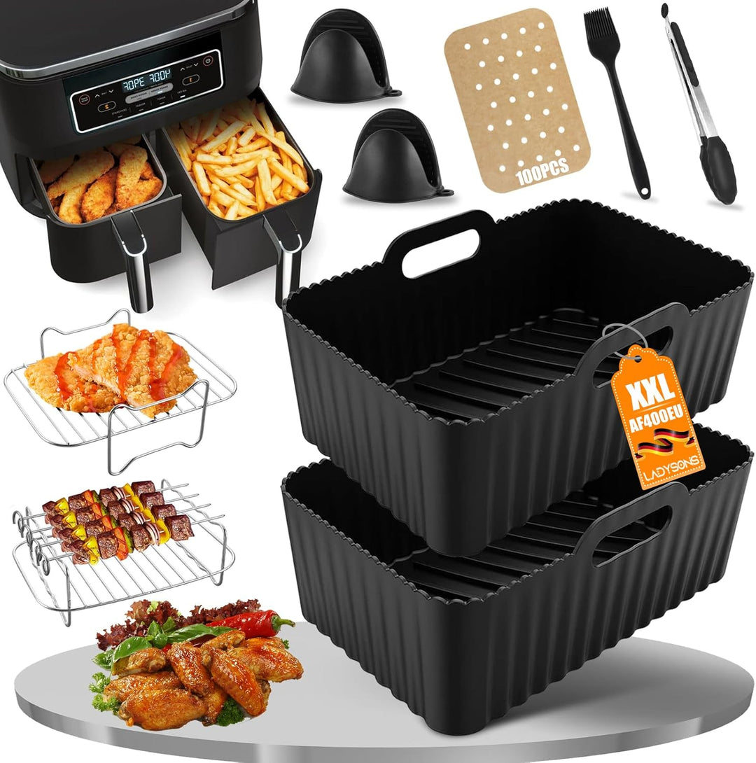 Heissluftfritteuse Zubehör | Airfryer Zubehör für Ninja Dual AF400EU & AF300EU & Tower T17088 | für