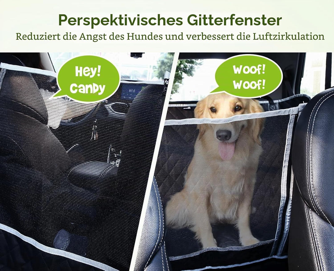 pecute Hundedecke Auto Rückbank 136 * 146 cm, Rücksitz mit Seitenschutz & Sichtfenster, Autositzbezu