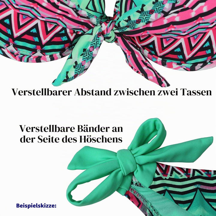 Damen Seitlich Gebunden Bikini Sets Abnehmbar Bademode Push up Bikinioberteil mit Nackenträger M Mb,