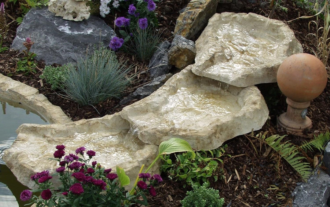 Wasserkaskaden Wasserfall Eder Bachlauf 3-teilig, Beige/Braun, a` 53 x 40 x 8 cm/ 3-teilig Single