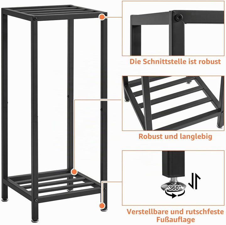 IBUYKE 2 Etagen Pflanzenregal Blumenständer, 76cm Hoch Metall Pflanzenständer, Modern Quadratische B