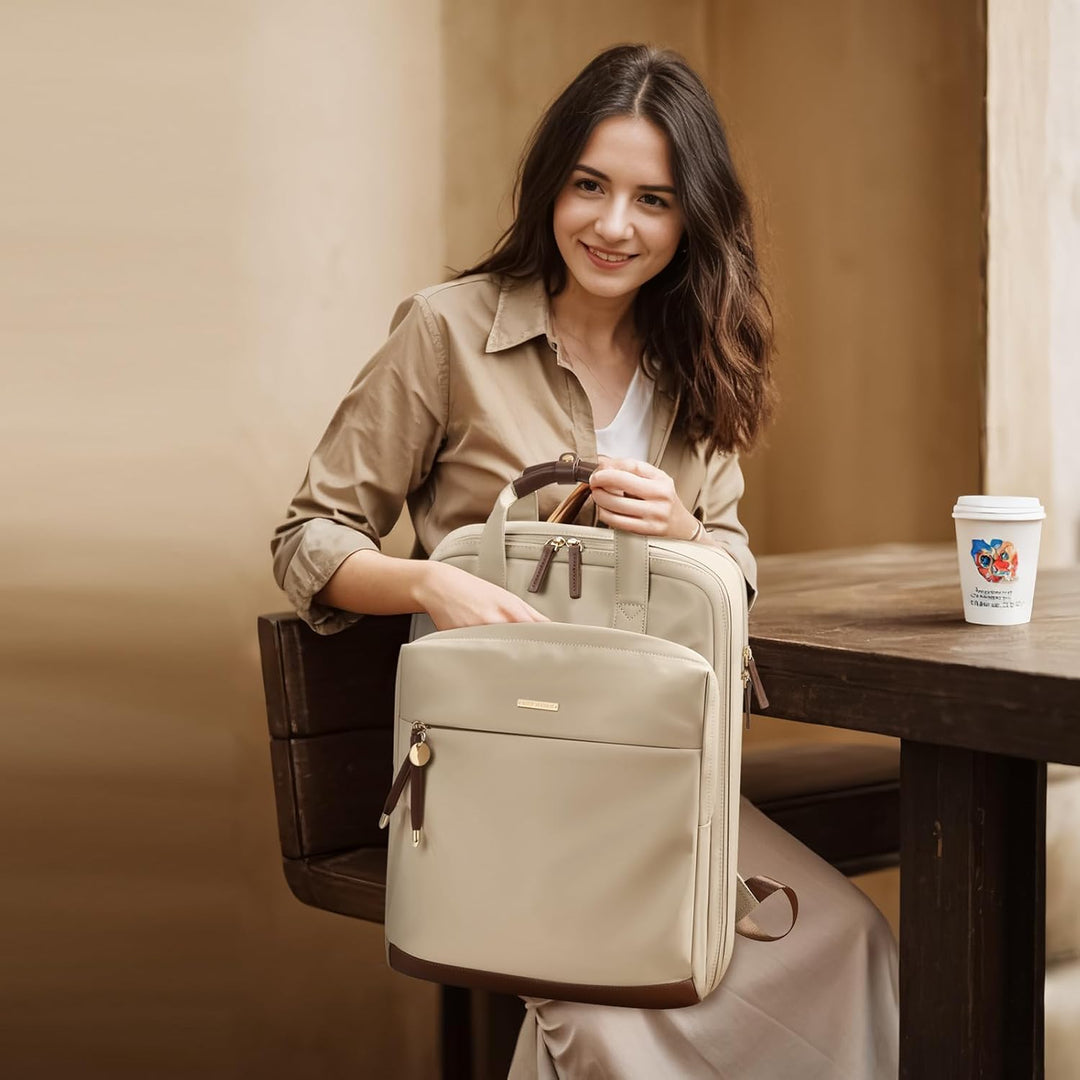Rucksack Damen 15,6 Zoll, Elegant Schultertasche Gross Casual Daypack Klein Laptop Backapck mit Lapt