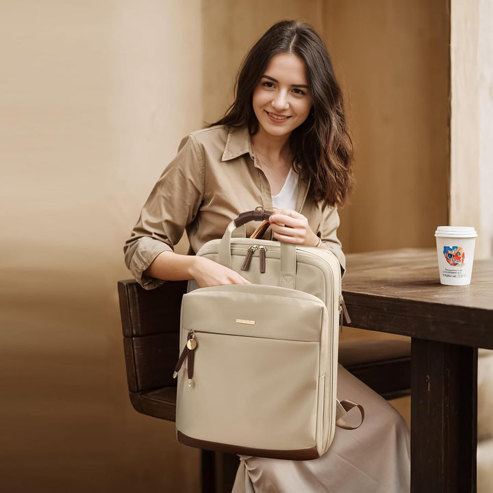 Rucksack Damen 15,6 Zoll, Elegant Schultertasche Gross Casual Daypack Klein Laptop Backapck mit Lapt