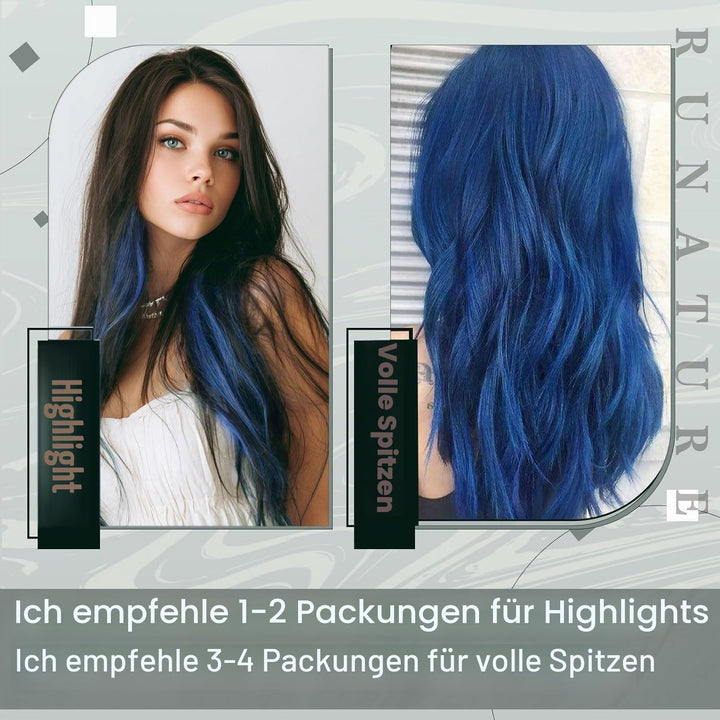 RUNATURE Extensions Echthaar I Tip Blau 35cm Menschliches Haar I Tip Extensions Echthaar Blau I Tip