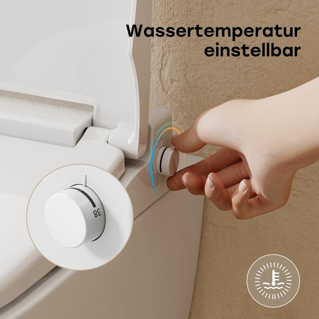 HOROW Dusch WC Sitz Ohne Strom Kaltes und Warm Wasser U-förmig | Wassertemperatur und Druck einstell