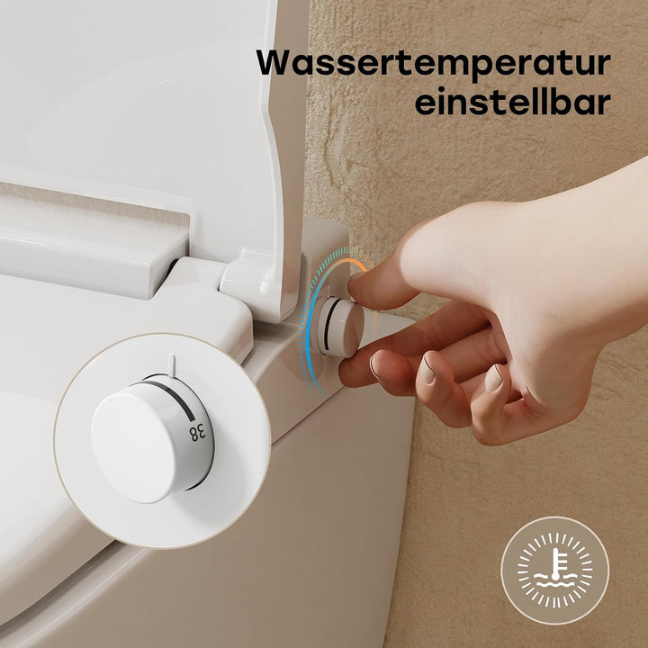 HOROW Dusch WC Sitz Ohne Strom Kaltes und Warm Wasser U-förmig | Wassertemperatur und Druck einstell