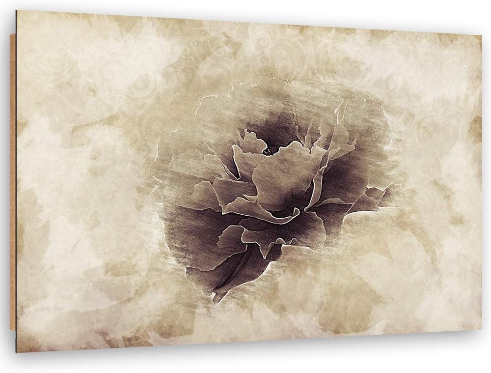Feeby Wanddeko abstrakt Bild Kunstdruck modern Blume Braun 80x60 cm Deko Paneel 80x60 cm Braun_c, De
