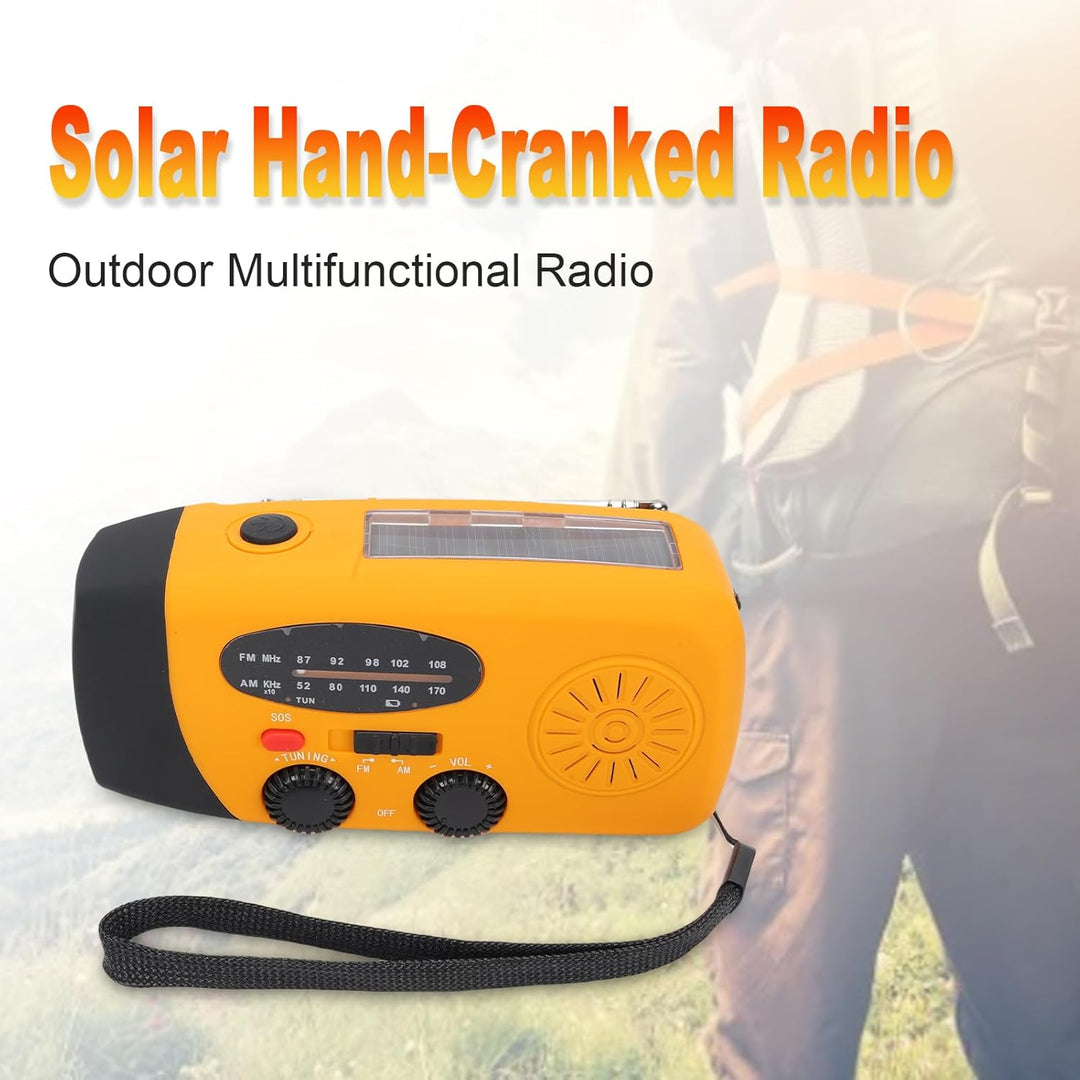 Bewinner Solar-Notfall-Kurbelradio mit Taschenlampe, 2000-mAh-Powerbank, Tragbares AM-FM-Wetterradio
