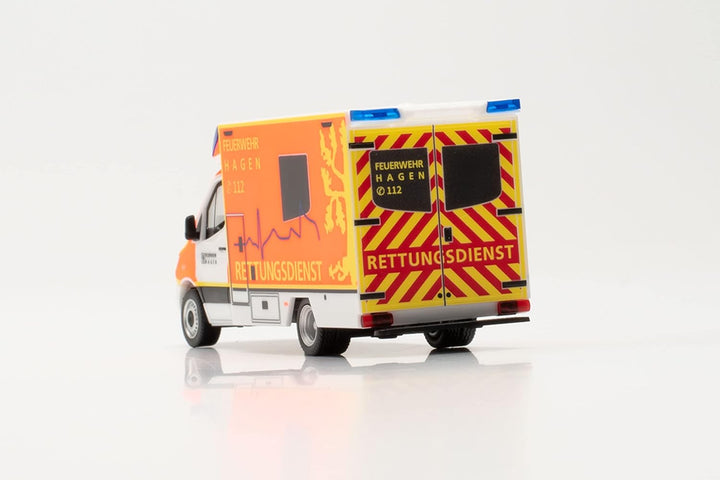 herpa 096713 Mercedes-Benz Sprinter `18 Fahrtec RTW „Feuerwehr Hagen“ Auto Miniaturmodelle Kleinmode