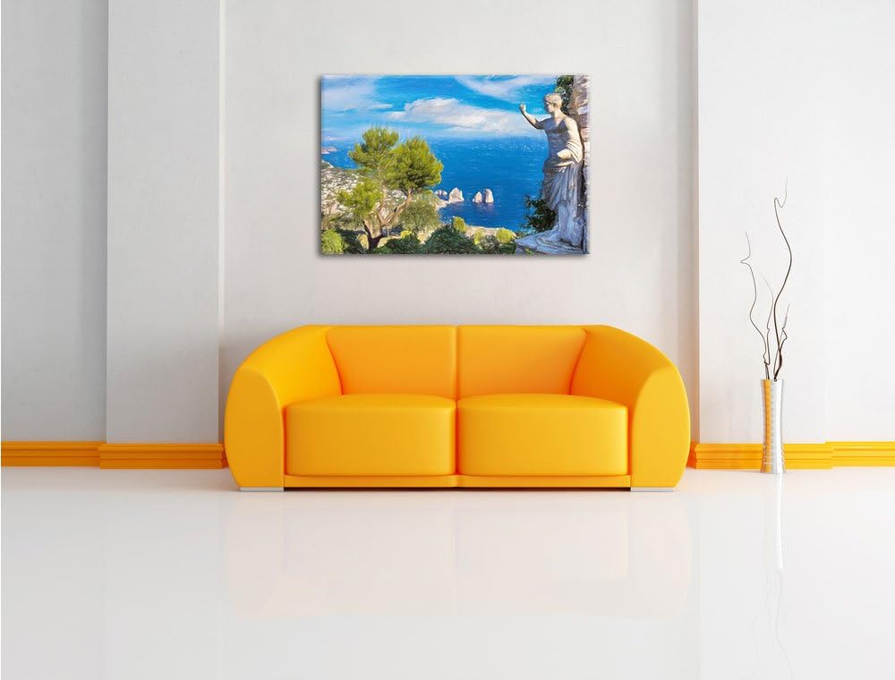 Pixxprint Insel Capri in Italien als Leinwandbild/Grösse: 100x70 cm/Wandbild/Kunstdruck/fertig bespa