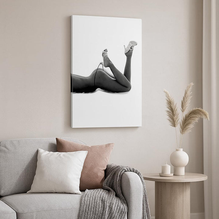 Bilder auf Leinwand 55x100cm Leinwandbild mit Rahmen Frau Akt Pose Gross Wanddeko Bild Schlafzimmer