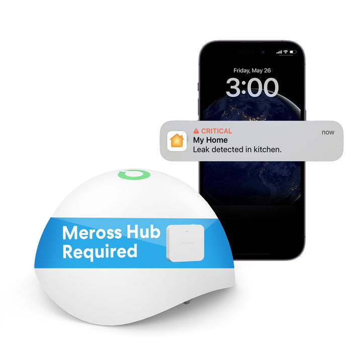 Meross Smart Wassermelder WLAN Wassersensor für HomeKit, Wasseralarm kompatibel mit Apple Home, Alex