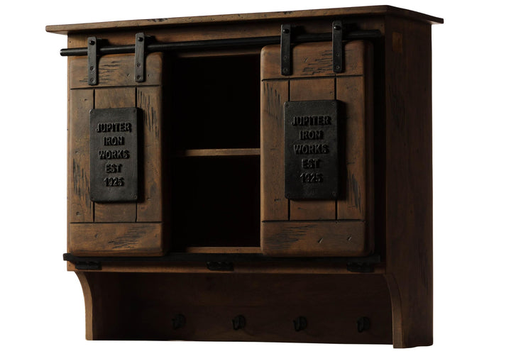 MASSIVMOEBEL24.DE | Railway- Massive Wandgarderobe | braun geölt | aus Mangoholz | offen mit Schiebe