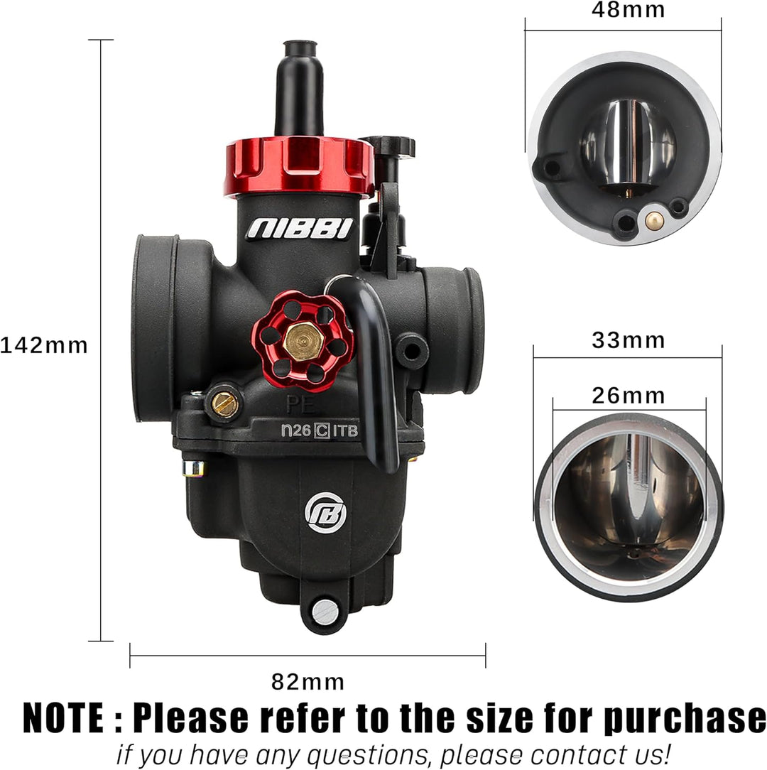 NIBBI PE26MM Vergaser Carb mit Jets für Dirt Pit Bike Motocross Motorrad Roller ATV Quad PE-26MM, PE