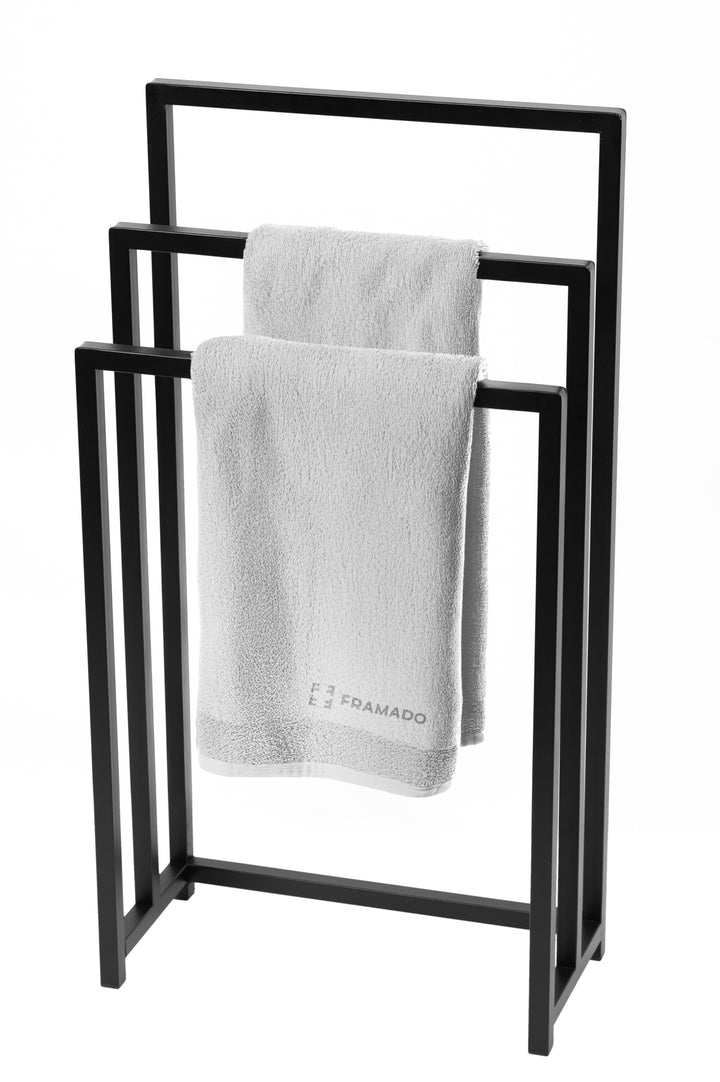 Handtuchhalter Stehend - Handtuchständer Freistehend - BxTxH 45 x 21 x 85 cm - aus Metall, mit 3 Sta