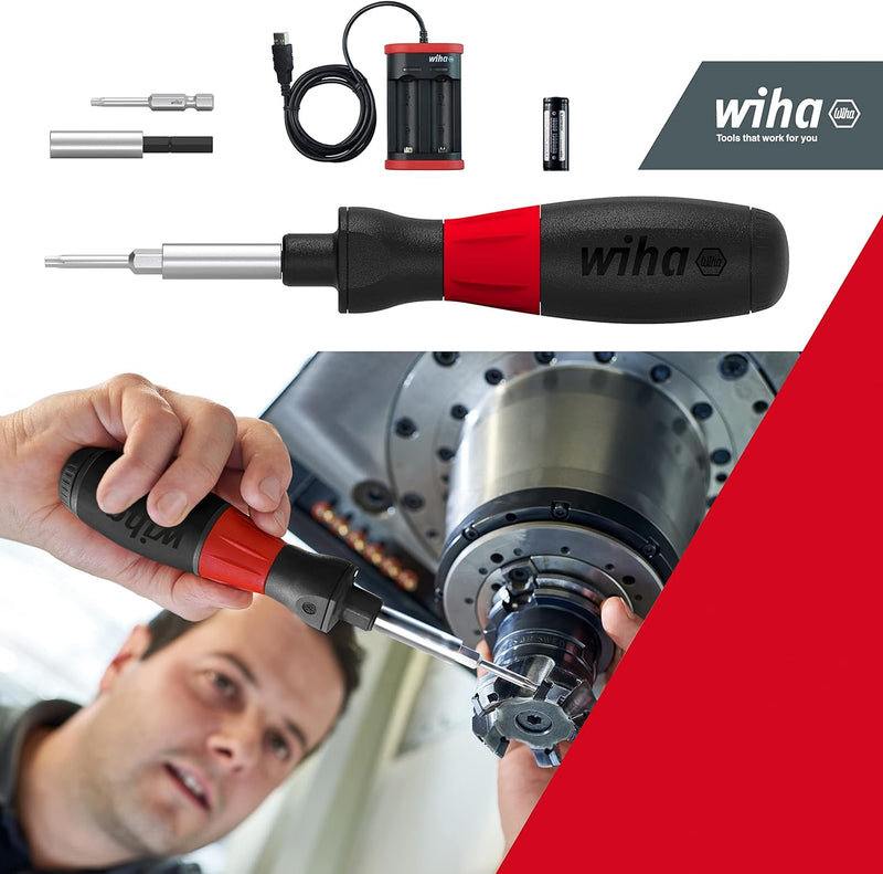 Wiha E-Schraubendreher Set speedE 5-tlg. mit Bit I Industrial TORX I max. 0,4 Nm I Batterie und USB-