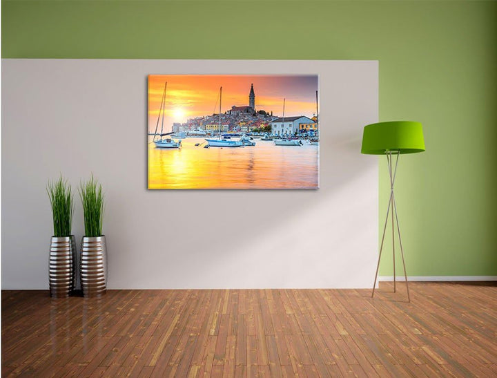 Pixxprint Kroatische Hafenstadt / 100x70cm Leinwandbild bespannt auf Holzrahmen/Wandbild Kunstdruck