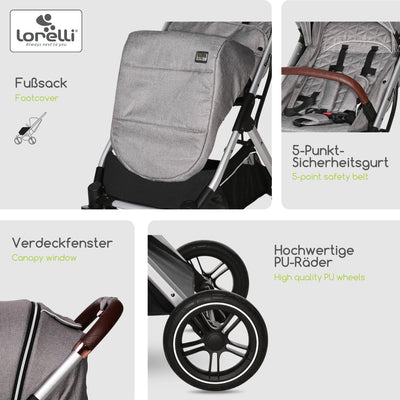 Lorelli Kinderwagen Storm, Sport Buggy klein zusammenklappbar, nur 9,3kg, kompakter Sportsitz bis 22