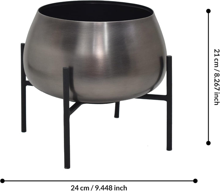 EGLO LIVING Übertopf Sakata, Deko Blumentopf mit Füssen, Blumenständer aus Metall in Nickel-Antik un