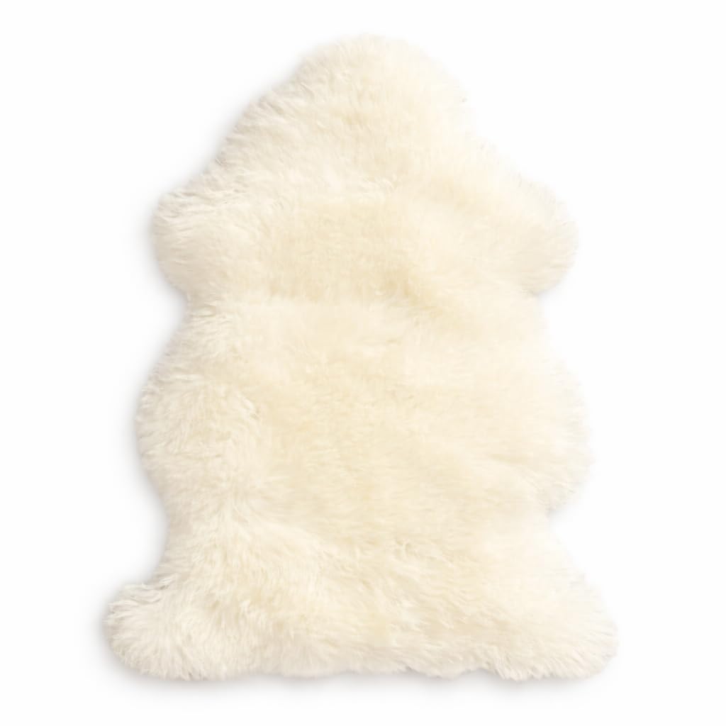 Cakla Lammfell Echt 100-110 cm - Schaffell Echt Gross - Fellteppich Weiss - Weich und Flauschig - Fe
