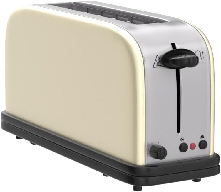 Russell Hobbs Toaster [Langschlitz für 2 Scheiben / 1 breite Brotscheibe] Colours+ Edelstahl Creme (