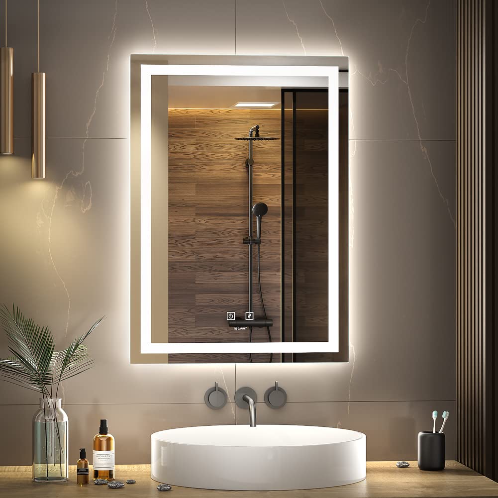 GANPE LED Badezimmer Spiegel, Make-up Eitelkeits Spiegel Wand montiert, 6500K High Lumen LED, Anti N