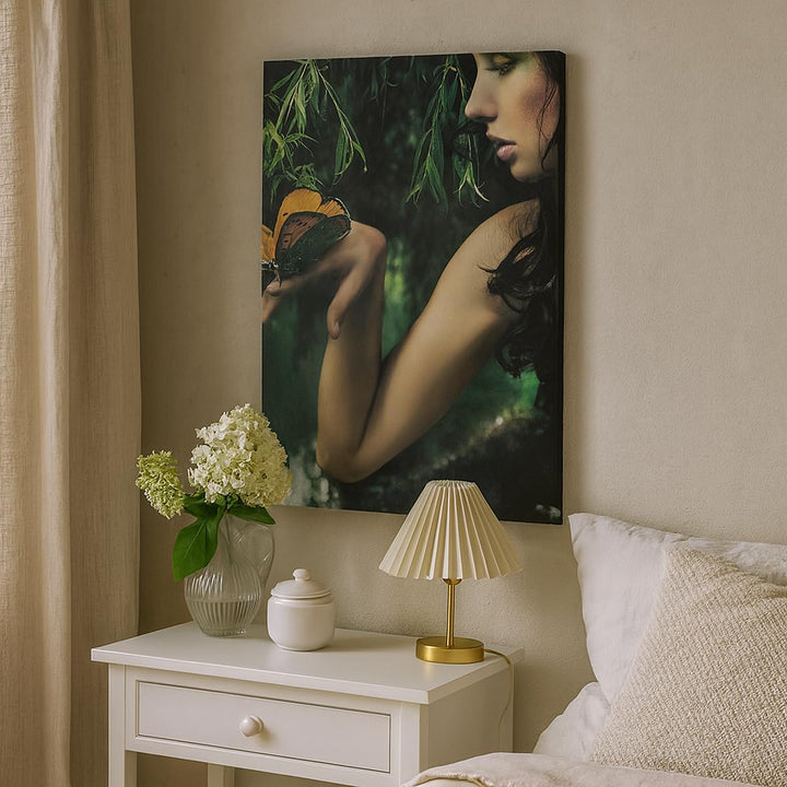 Bilder auf Leinwand 55x100cm Leinwandbild mit Rahmen Körper Kosmetik Mode Schmetterling Gross Wandde