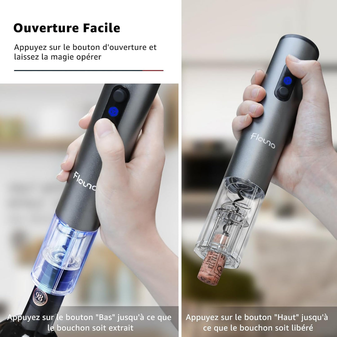 Flauno Korkenzieher Elektrisch | Elektrischer Flaschenöffner | Geschenkset enthält Automatischer Wei