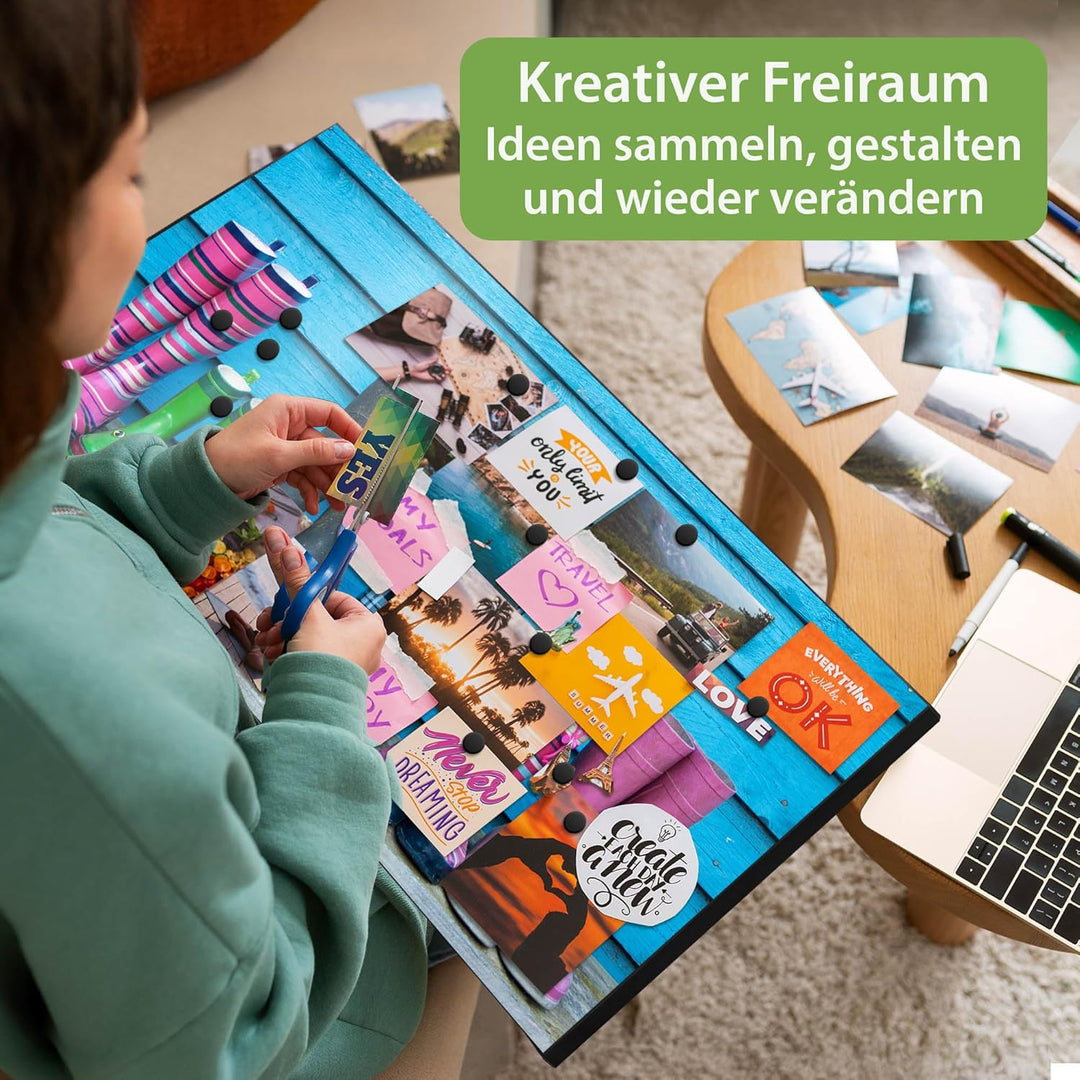 banjado Magnettafel schwarz 78 x 37cm / Magnetwand Metall/Magnetpinnwand als Memoboard/Pinnwand Magn