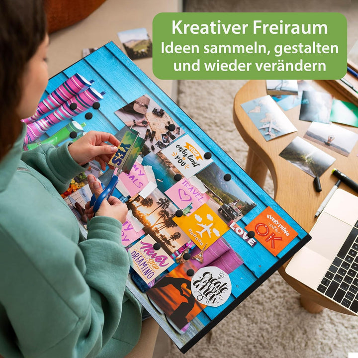 banjado Magnettafel schwarz 78 x 37cm / Magnetwand Metall/Magnetpinnwand als Memoboard/Pinnwand Magn