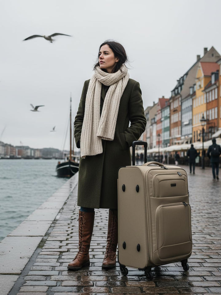 SMARTBOX grosser Weichgepäck Check-in Koffer für Damen &amp; Herren Beige L, Beige L