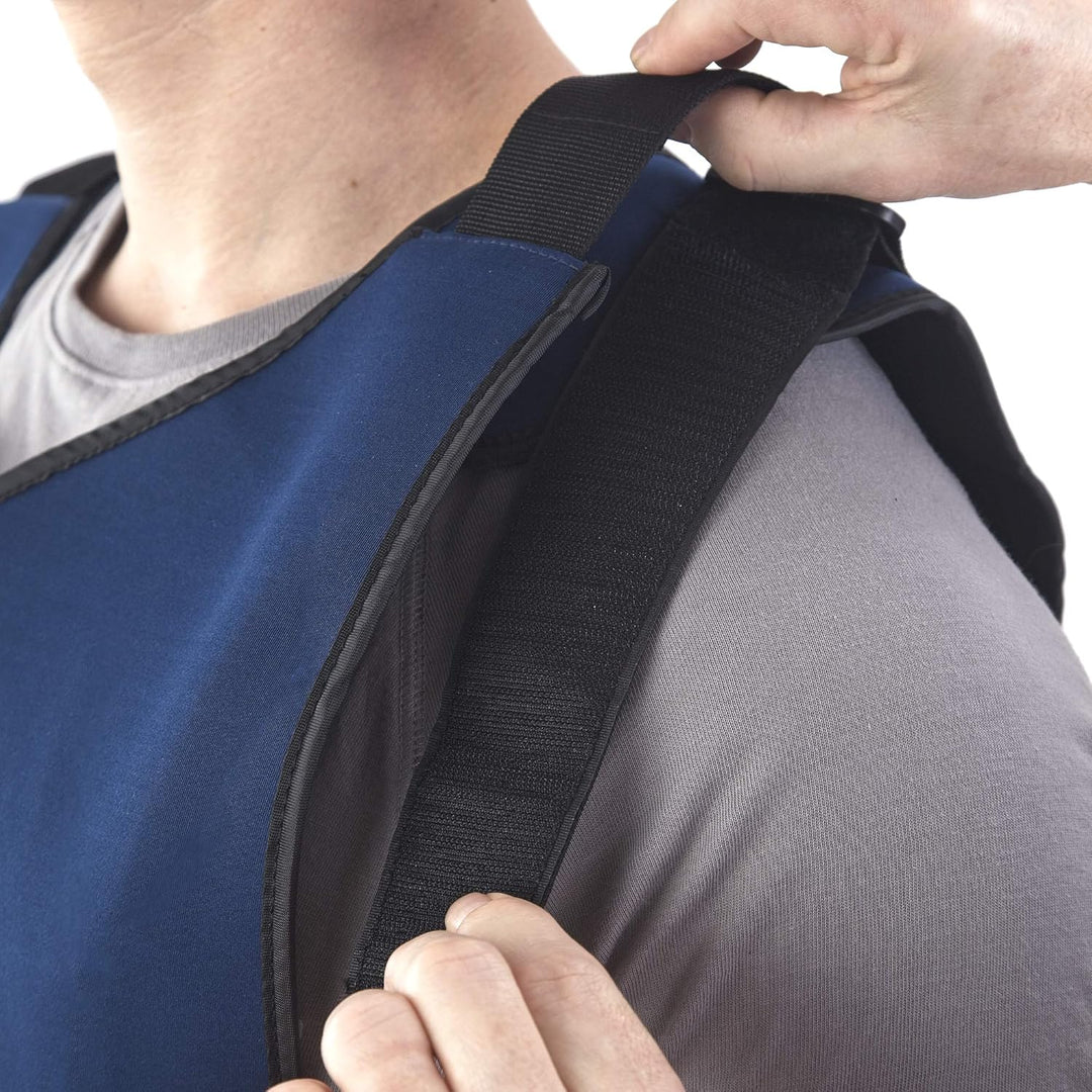FlexiFreeze Ice Vest – Persönliche Kühlweste für Wärmeregelung, Marineblau Mit Reissverschluss., Mit