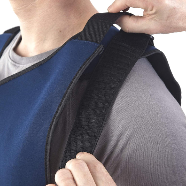 FlexiFreeze Ice Vest – Persönliche Kühlweste für Wärmeregelung, Marineblau Mit Reissverschluss., Mit