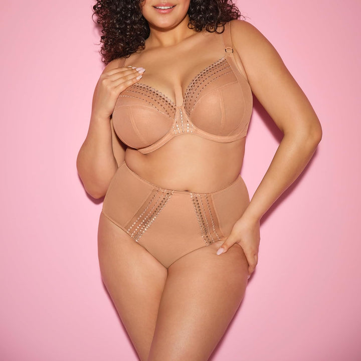 ELOMI Damen Matilda Ungefütterter Tauch Bügel Plunge-BH, Blickdicht 100G Beige, 100G Beige