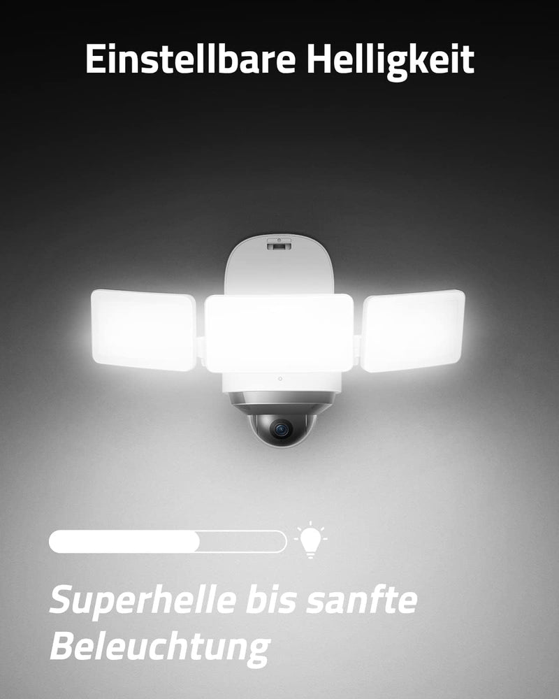 eufy Security Floodlight Cam 2 Pro Überwachungskamera mit Scheinwerfer, 360-Grad Schwenk- und Neigef