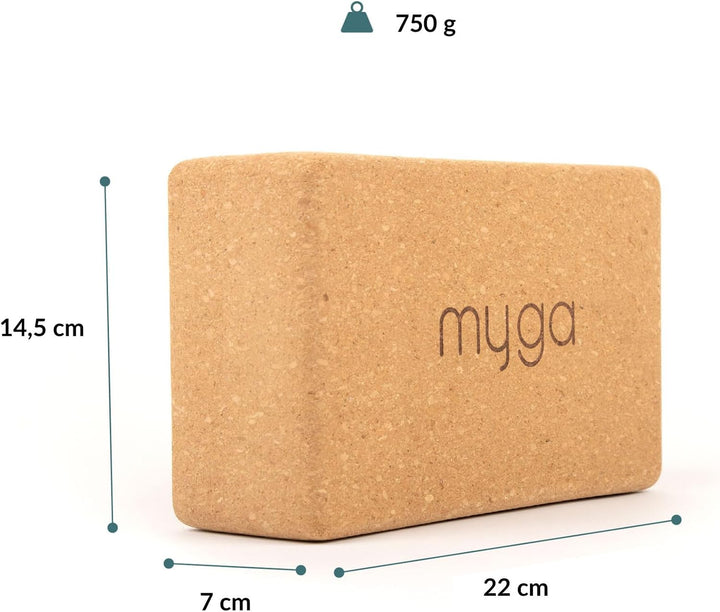 Myga Kork Yoga Block | Rutschfest &amp; Robust | Unterstützung bei Yoga- und Pilatesübungen | Ideal für