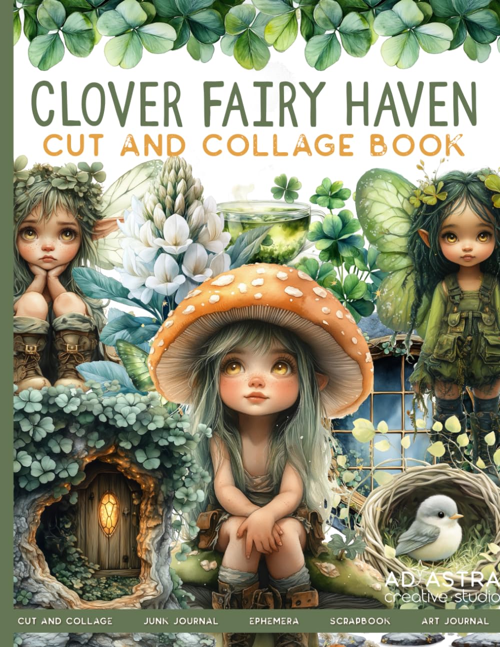 CLOVER FAIRY HAVEN CUT AND COLLAGE BOOK: For Junk Journals, Scrapbook, Ephemera And More, Taschenbuc