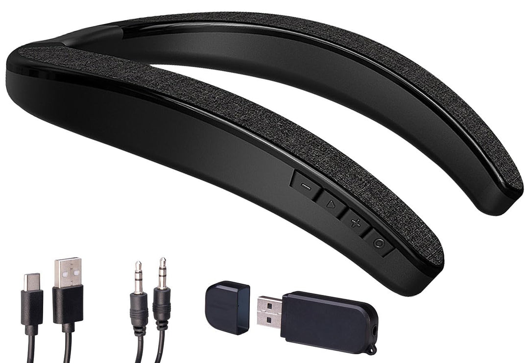 auvisio Headset: 2in1-Akku-TV-Nackenlautsprecher mit Bluetooth, Freisprechen, MP3 (Nacken Kopfhörer,