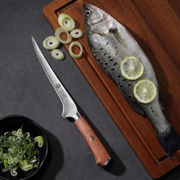 YOTSUBA Filetiermesser, 18cm Küchenmesser Filitiermesser Scharf, Profi Fischmesser, Deutscher Edelst