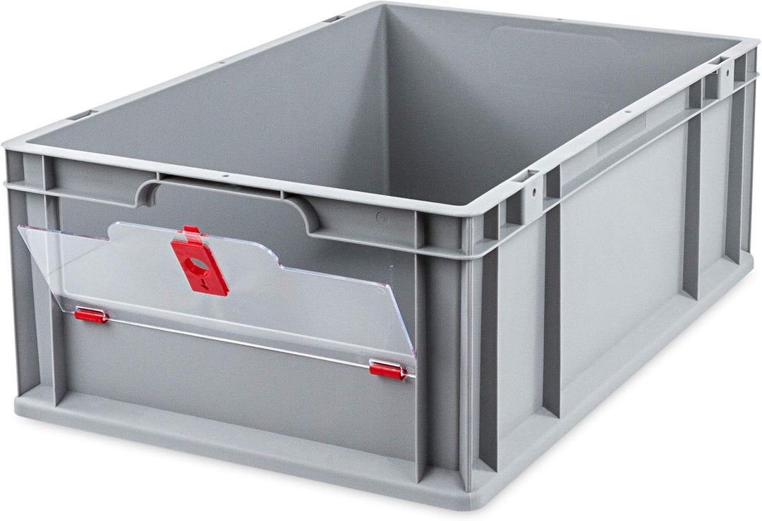 aidB Eurobox NextGen Insight Cover rot, 600x400x220 mm, Cover niedrig, robuste Regalbox mit Entnahme