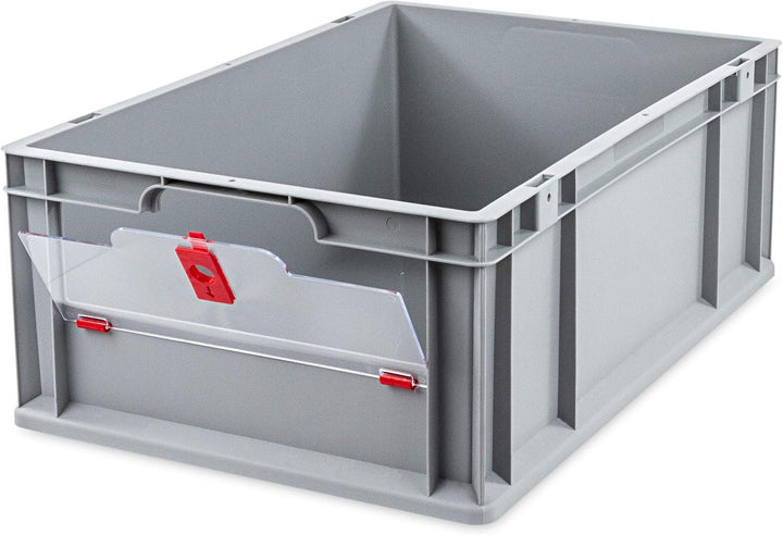 aidB Eurobox NextGen Insight Cover rot, 600x400x220 mm, Cover niedrig, robuste Regalbox mit Entnahme