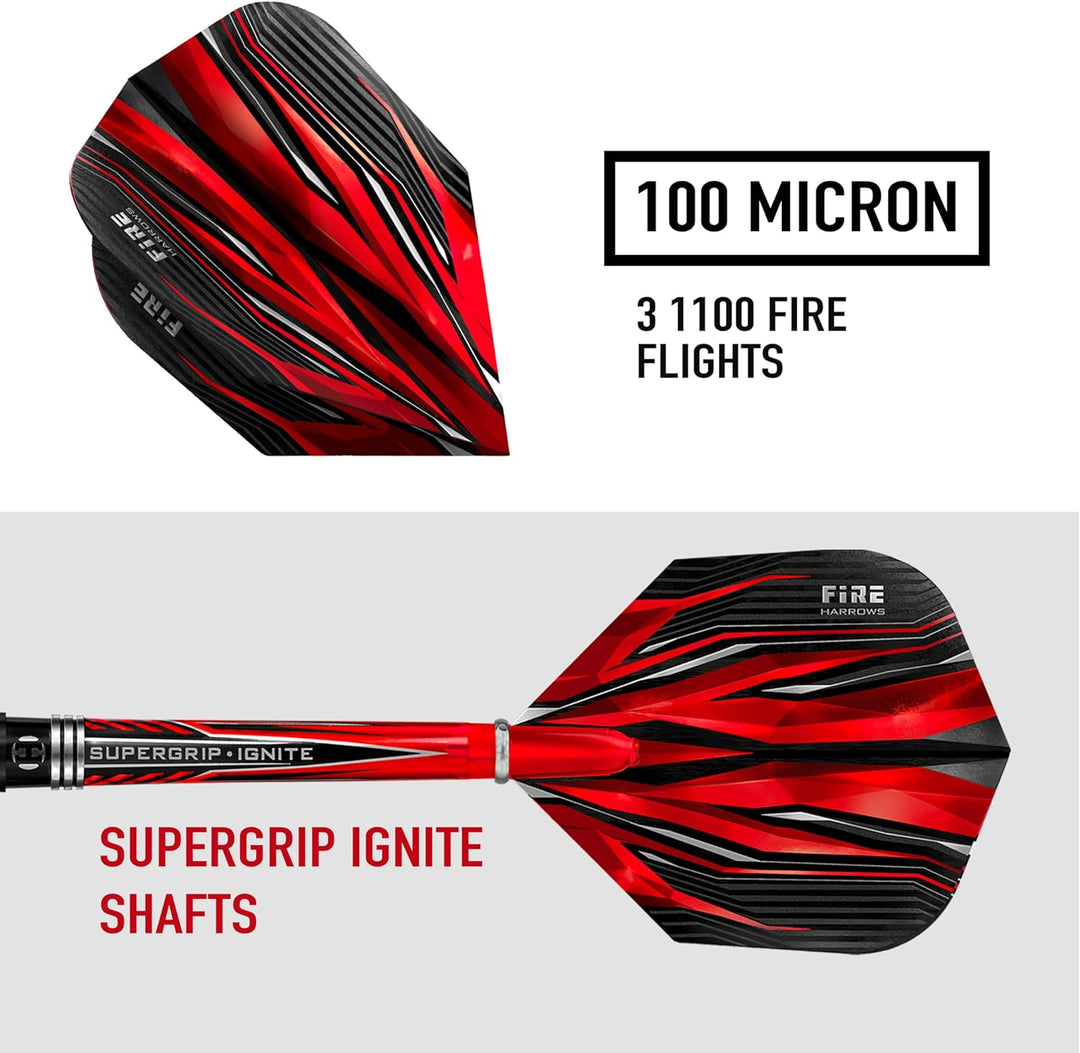 Harrows Fire Inferno 90% Tungsten Steel Tip Darts 23.0 Gramm, 23.0 Gramm