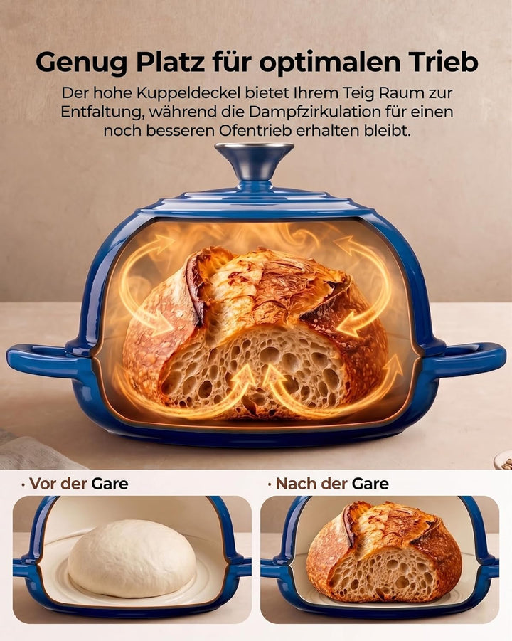 Armorbear Gusseisen Topf Brot Backen, 4,7L Bräter Emaille Schmortopf mit Deckel und Griffen, 24 cm D