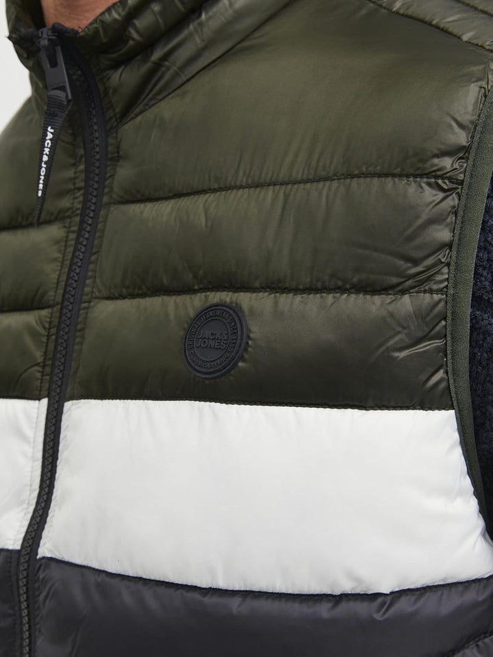 JACK & JONES Herren Jjehero Bodywarmer Collar Noos Quilted Jacket S Rosin/Detail:blocked - Black/Whi