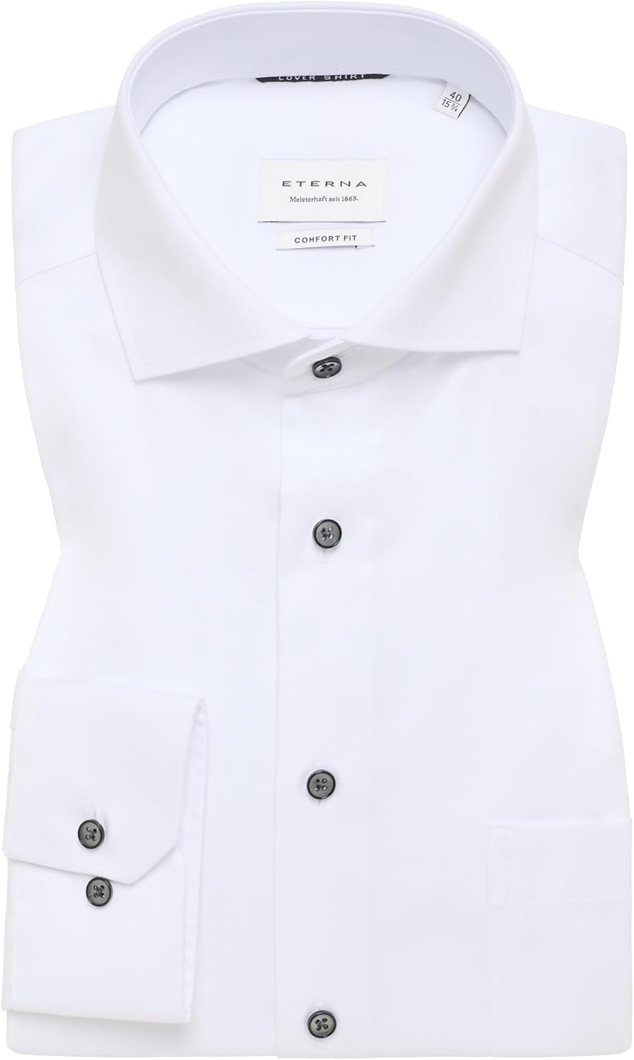 ETERNA Herren bedrucktes Twill-Hemd Comfort FIT 43 Weiss 02, 43 Weiss 02