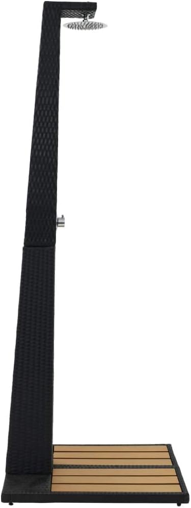 yorten Solardusche, Gartendusche Aussendusche Pooldusche, Poly Rattan WPC, Einstellbarer Wasserdruck