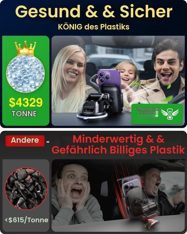VANMASS Handy Halterung Auto 2024 Neuste Farbe Armeegrün 4 in 1 Handyhalter für Auto Saugnapf &amp; Lüft