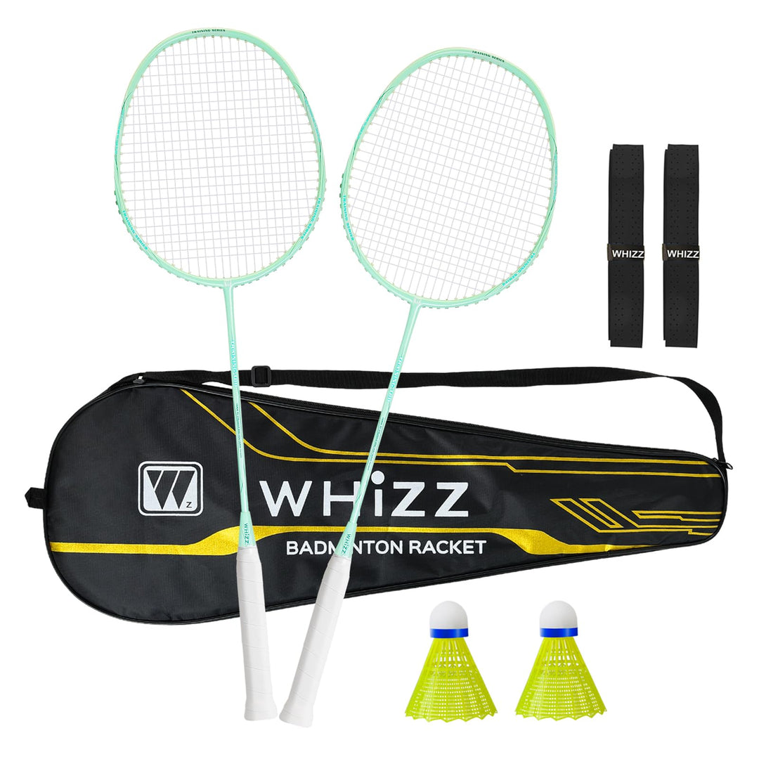 BAIHUALIN WHiZZ Badmintonschläger Set 2 Spieler, Leichter Carbon Graphit Badminton Schläger Federbal