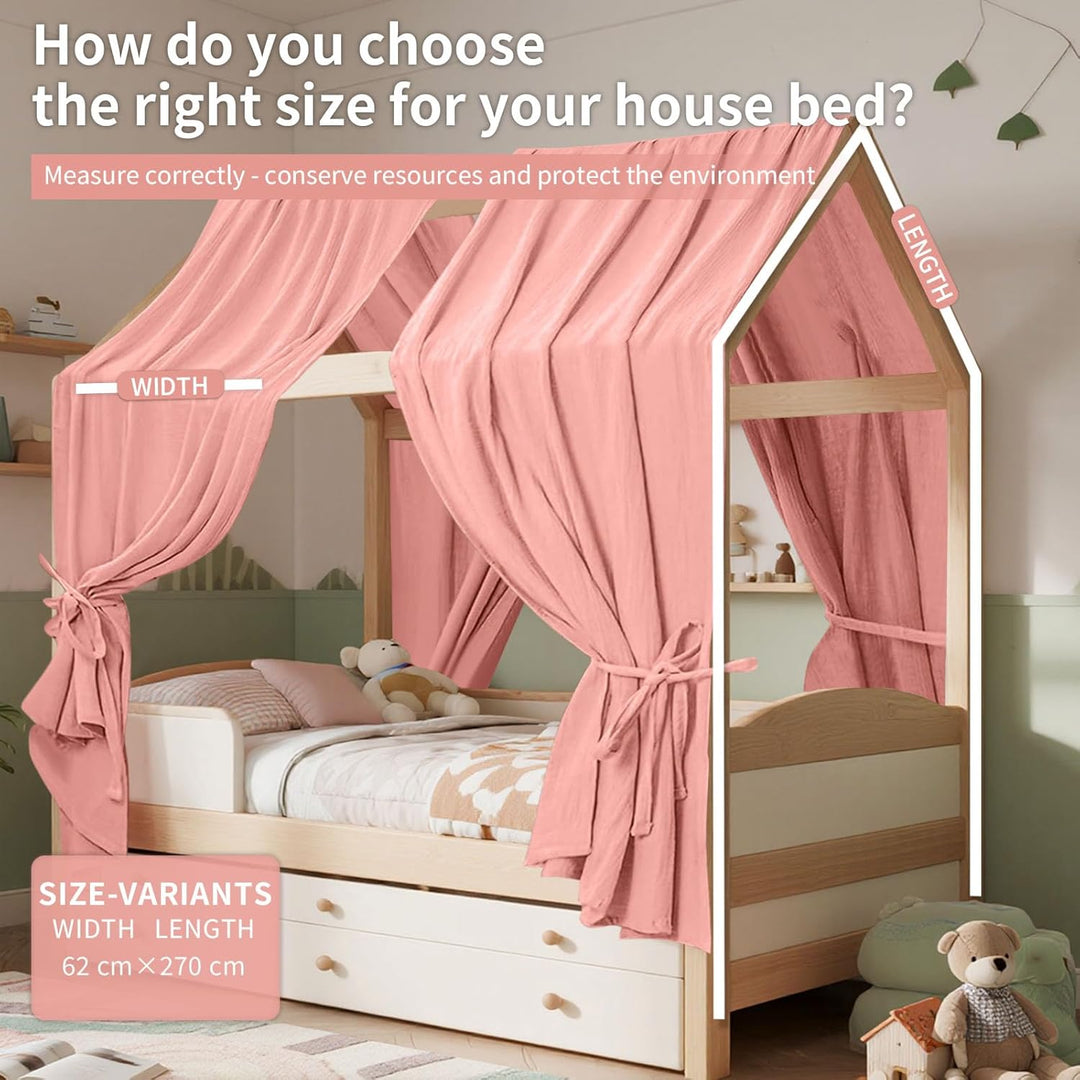HOTUT Hausbett Himmel,2 Stück Betthimmel Babybett aus Musselin,Weich und atmungsaktiv Baldachin Kind